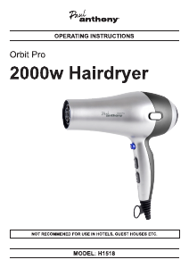 Handleiding Paul Anthony H1518 Orbit Pro Haardroger