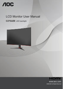 Manual AOC C27G2ZE/BK LCD Monitor