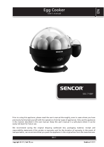 Handleiding Sencor SEG 710BP Eierkoker