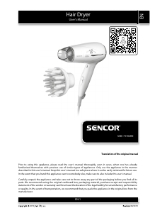 Handleiding Sencor SHD 7170WH Haardroger