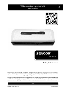 Návod Sencor SVS 1010WH Vákuovačka