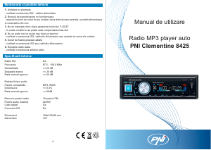 Наръчник PNI Clementine 8425 Радио за кола