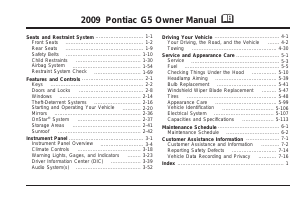 Handleiding Pontiac G5 (2009)