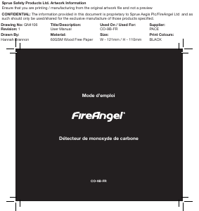 Mode d’emploi FireAngel CO-9B-FR Détecteur de monoxyde de carbone
