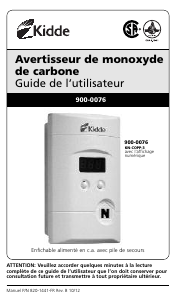 Mode d’emploi Kidde 900-0076 Détecteur de monoxyde de carbone