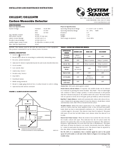 Handleiding System Sensor CO1224T Koolmonoxidemelder