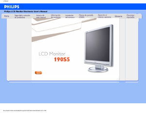 Manual de uso Philips 190S5CS Monitor de LCD
