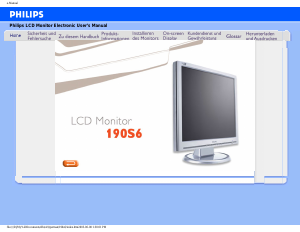Bedienungsanleitung Philips 190S6FG LCD monitor