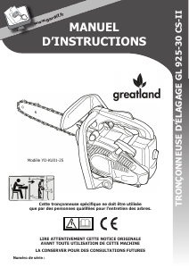 Mode d’emploi Greatland GL 925-30 CS-II Tronçonneuse