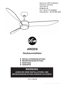 Bedienungsanleitung VAM Arden Deckenventilator