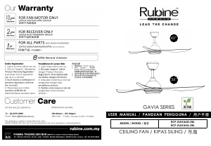 Handleiding Rubine RCF-GAVIA56-3BL Plafondventilator