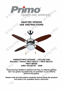 Manual Primo PRCF-80272 Ceiling Fan