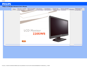 Mode d’emploi Philips 220SW8FS1 Moniteur LCD