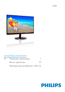 Instrukcja Philips 234E5QHAB Monitor LCD