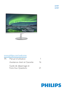 Mode d’emploi Philips 237E7QDSB Moniteur LCD
