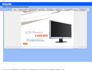 Mode d’emploi Philips 240SW9FS Moniteur LCD