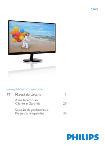 Manual Philips 274E5QHSB Monitor LCD