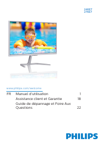 Mode d’emploi Philips 276E7QDSW Moniteur LCD