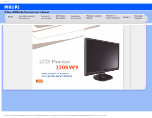 Manual de uso Philips 220SW9 Televisor de LCD