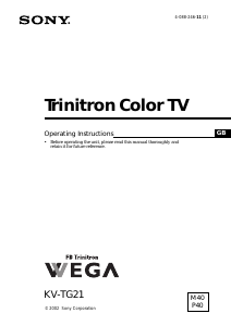 Handleiding Sony KV-TG21M40 Televisie