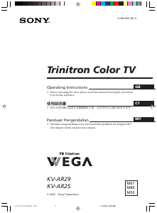Handleiding Sony KV-AR25M80 Televisie