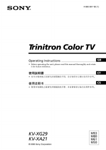 Manual Sony KV-XG29M50 Television