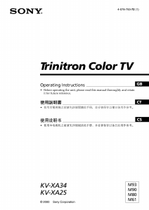 Manual Sony KV-XA25M80 Television