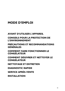 Mode d’emploi Whirlpool WV1701 W Congélateur