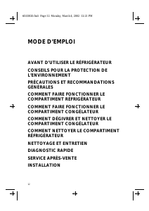 Mode d’emploi Whirlpool ARC 2990 Réfrigérateur combiné