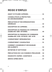 Mode d’emploi Whirlpool ARC 4139 Réfrigérateur combiné