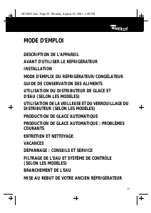 Mode d’emploi Whirlpool ARG 457/WP Réfrigérateur combiné