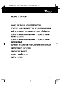 Mode d’emploi Whirlpool ART 248/G/DF Réfrigérateur combiné