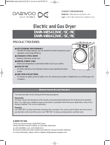 Manual Daewoo DWR-WE6413RC Dryer