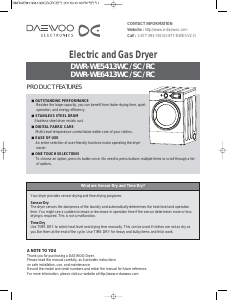 Handleiding Daewoo DWR-WE6413RC Wasdroger