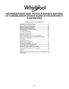 Mode d’emploi Whirlpool WQ9 B2L Réfrigérateur combiné