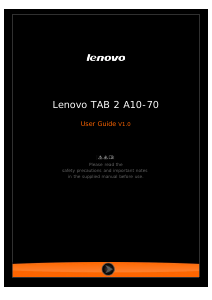 Bruksanvisning Lenovo TAB 2 A10-70 Tablet