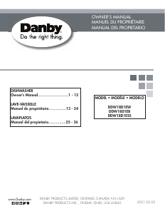 Mode d’emploi Danby DDW18D1ESS Lave-vaisselle