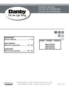Manual Danby DDW18D1EW Dishwasher