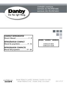 Manual Danby DAR022A1SLDB Refrigerator