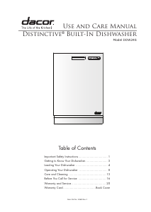 Bruksanvisning Dacor DDW24S Distinctive Diskmaskin