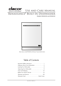 Manual Dacor RDW24I Renaissance Dishwasher