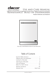 Bruksanvisning Dacor RDW24I Renaissance Diskmaskin