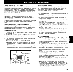 Mode d’emploi Panasonic NN-A774 Micro-onde