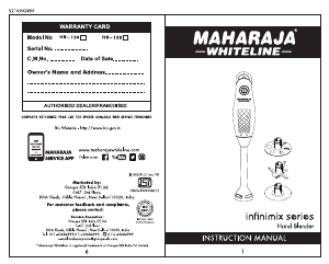 Manual Maharaja Whiteline Infiny Mix Pro+ Hand Blender