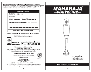 Manual Maharaja Whiteline Speedmix Super Plus Hand Blender