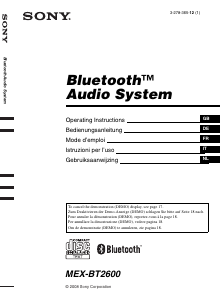 Handleiding Sony MEX-BT2600 Autoradio