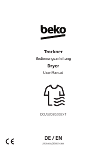 Handleiding BEKO DCU9203020BXT Wasdroger