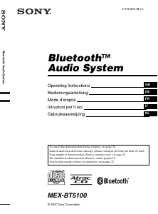 Mode d’emploi Sony MEX-BT5100 Autoradio