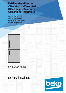 Handleiding BEKO RCSA400K20W Koel-vries combinatie