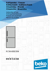 Handleiding BEKO RCNA406I30W Koel-vries combinatie